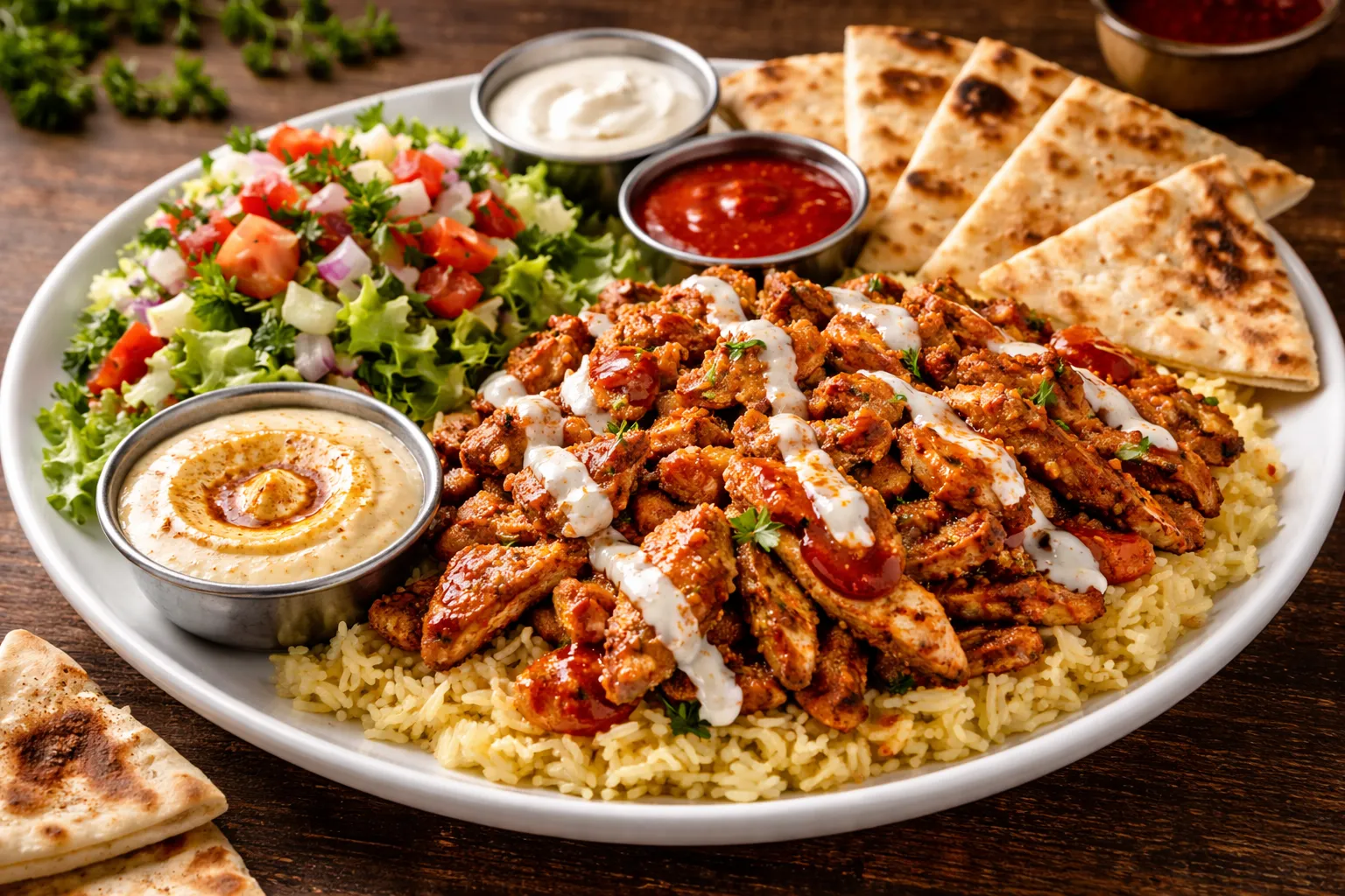 Delicious Chicken Shawarma Platter at Pita Nutso Shawarma in Winnipeg, MB